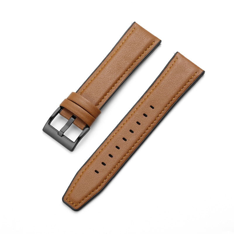 COOLYEP Leather with Silicone I Watch Strap 20mm 22mm Smart Watch Band Top Layer Leather Watch Strap