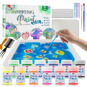 Hot Sale Eco-friendly Drawing Painting Children Gift Water Color Watercolor Marbling Paint Kit For Kids Marble Art