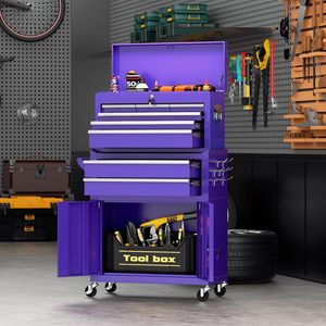 Coffre à outils roulant Omelaza à 8 tiroirs avec serrure à clé, chariot amovible à roulettes, grande capacité, organisateur d'outils pour mécanicien, <span class=keywords><strong>garage</strong></span> - Product Image 2