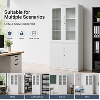 Armoire de classement en acier sécurisée et verrouillable, de qualité commerciale, avec 2 portes vitrées, pour l'école, la clinique, l'archivage et les fournitures