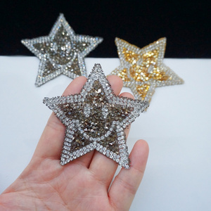 Campione gratuito di stelle nere strass di cristallo rifiniture Happy <span class=keywords><strong>Face</strong></span> Star 3d applique strass per giacca - Product Image 6
