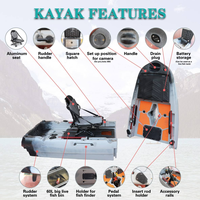 Kayak de pêche modulaire monoplace Yak Outdoors 9,5 pieds (2,95 m) de large en PEHD, compatible avec les pédales et moteurs électriques, pour la pêche au vif