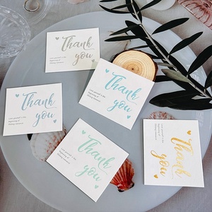 Chất Lượng Tốt Chữ Viết Tay 400gsm Bông Giấy Chất Liệu Lá Vàng Tùy Chỉnh Kinh Doanh Thẻ Bưu Thiếp Duy Nhất Bên In Cảm Ơn Bạn Thẻ - Product Image 4