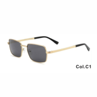 Lunettes de soleil rectangulaires tendance 2026 en métal avec verres en nylon, lunettes de soleil carrées de luxe pour hommes et femmes, vente en gros, protection UV400