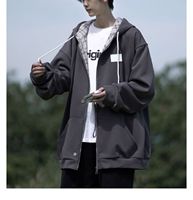 Sweat à capuche zippé court en coton épais 100 % pour homme, qualité supérieure 500 g/m², coupe ample, idéal pour l'hiver