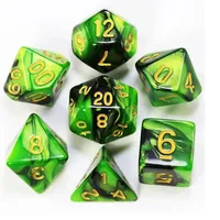 Set Dadu RPG Multi-Warna Fantasi D20 (D20 D6 D8 D10 D12 HEXAHEDRON) DND dengan Kantong Beludru - Portabel