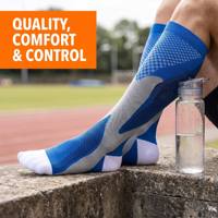 Chaussettes de compression sportives en nylon et élasthanne personnalisées pour la vente en gros, ajustement anatomique, équipement de récupération post-entraînement, bas techniques athlétiques