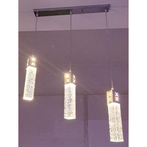 Lustre en cristal à colonnes, luminaire suspendu LED à trois têtes, effet bulle, minimaliste, pour salle à manger, chambre à coucher, lampe de plafond - Product Image 4