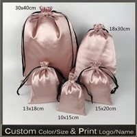 Sacs à cordon en satin personnalisables avec logo et taille sur mesure, pour cadeaux, emballage de produits de luxe, pochettes pliables à cordon, étuis à maquillage, chaussures