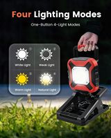Lampe de travail rechargeable, lampe magnétique, alimentée par batterie, essentiels de camping, projecteur sans fil longue durée pour atelier, garage