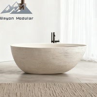 Baignoire autoportante pour hôtel, salle de bain intérieure, en surface solide, pour adultes, avec drain en pierre, écologique, 60 gal+, drain d'angle