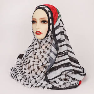 Nouvel arrivage de bandana rayé moyen-orient hijab imprimé satin écharpe châle foulard Palestine islamique ethnique hijab châles - Product Image 5