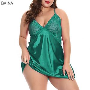 Setelan Tidur Wanita 2 Potong, Baju Tidur Segitiga Berenda Plus Size dengan Tali Pengikat - Product Image 3