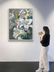 Peinture à l'huile originale peinte à la main, Lys Blanc, Impressionniste, Art floral sur <span class=keywords><strong>toile</strong></span>, Cadre en bois, Décoration écologique pour la maison, Salon - Product Image 2