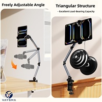 Support de bureau cantilever en alliage d'aluminium pour téléphone et tablette, 360° °   Rotatif, fixation magnétique/à clip, bras articulé réglable