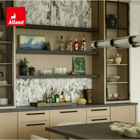 Allandgroup Armoire de cuisine sur mesure de luxe en bois véritable nord-américain à grain naturel, design cannelé, avec accessoires