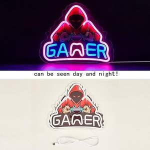 Clredg hadiah dekorasi dinding Gaming, tanda Neon dapat disesuaikan kecerahan untuk Playstation Gamer dekorasi ruang anak laki-laki remaja - Product Image 5