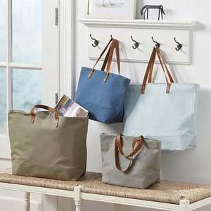 Sac fourre-tout en toile cirée de haute qualité, personnalisable, avec poignée en cuir, fabriqué en Chine - Product Image 3