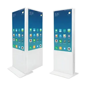 43 55 65 Inch Double Sided Vertical LCD Advertising High Brightness Touch Screen Stand Digital Signage Dual Screen Kiosk