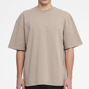 T-shirt surdimensionné à col rond pour hommes, en coton épais, coupe carrée, uni, grande taille, style designer, vente en gros - Product Image 1