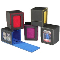 Boîte de rangement pour cartes TCG en cuir PU personnalisé avec fenêtres, capacité de 100 cartes à double protège-cartes