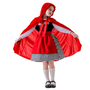 Children's <b>Little</b> <b>Red</b> Riding Hood Costume Apron Dress with Ribbon Cape for Party Cosplay Performance Spring 2025 Size 0940 - Product Image 4