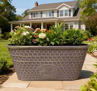 Jardinière rectangulaire haute en PP de 16 pouces, motif nid d'abeille cuivré, durable, légère, avec trou de drainage, personnalisation des couleurs