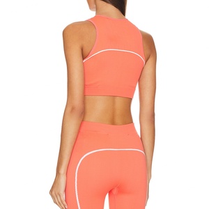 ชุดโยคะคุณภาพสูงพร้อมเสื้อชั้นในออกกำลังกายคอกลมแบบร่องและกางเกงโยคะ ระบายอากาศได้ดี - Product Image 3