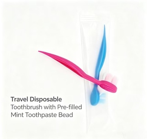 Brosse à dents jetable pré-pastée pour usage domestique et en voyage, avec <span class=keywords><strong>dentifrice</strong></span> intégré, pratique pour éliminer la plaque dentaire et le tartre, nettoyage en profondeur - Product Image 2