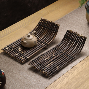 Anji Handmade Bamboo <b>Tea</b> Tray Japanese Style Flat Bamboo Mat For <b>Tea</b> <b>Set</b> Accessories Bamboo Crafts - Product Image 3
