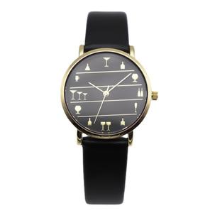 Reloj de pulsera minimalista de cuero para mujer, hecho a medida, con marcadores de hora de notas musicales - Product Image 1