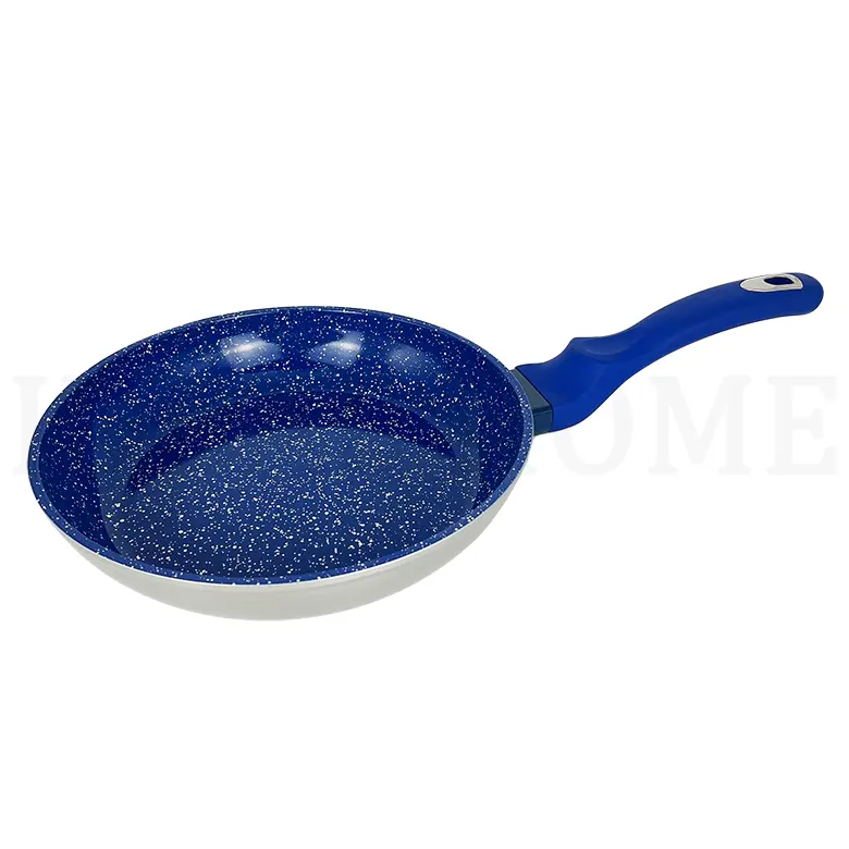 Blue Non Stick Wok Pan Frying Pan with Bakelite Handle, Marble Coating Frying Pan Aluminum Skillets