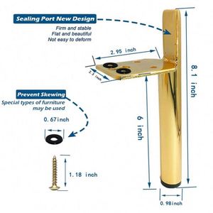 Modern Luxury Chrome Furniture <b>Legs</b> Gold Metal Iron <b>for</b> Living Room Bedroom Workshop <b>Sofa</b> Bed & Cabinet - Product Image 4