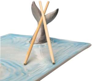 Plato de cerámica pintado a mano para servir Sushi, cerámica pintada a mano, Shark Attack - Product Image 3