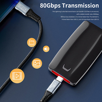 Câbles USB C vers USB C à blindage tressé en alliage d'aluminium Thunderbolt 5 haute vitesse 80 Gbps PD240W