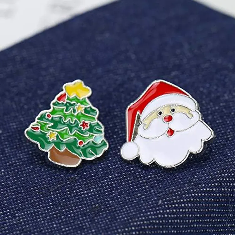 الشركة المصنعة الحرف المعدنية سانتا قبعة ندفة الثلج ثلج طية صدر السترة دبوس مخصص شارة بروش شجرة عيد الميلاد المينا دبابيس