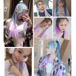 Hot Girl <span class=keywords><strong>Afro</strong></span> Long Dreadlocks Peluca resistente al calor de tres hebras <span class=keywords><strong>Trenzas</strong></span> coloridas Opciones de un solo color Coletas de alta temperatura - Product Image 4