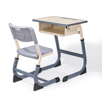 Table et chaise d'école pour étudiants, structure métallique réglable en hauteur, mobilier de classe moderne
