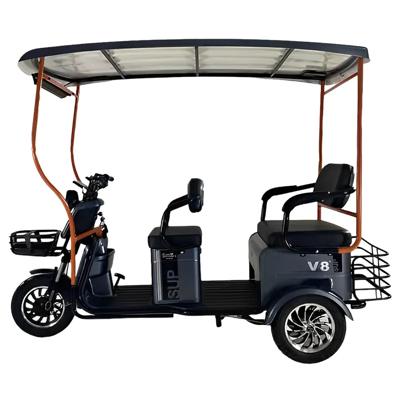 Aberto Triciclo Solar Elétrico 3 Rodas Com Canopy 600W 60V 72V 12T Fábrica OEM Tuktuk