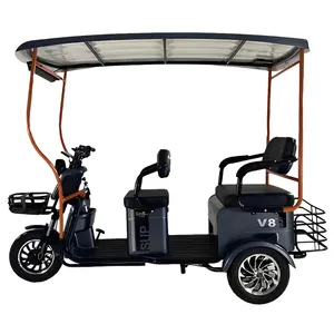 Open Electric Solar Tricycle 3 Wheel With Canopy 600W 60V 72V 12T Factory OEM Tuktuk