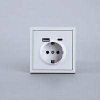 Enchufe de Pared con Conexión a Tierra de Grado Premium, Puertos USB Tipo A + Tipo C Integrados, Enchufe de Pared para Edificios Comerciales