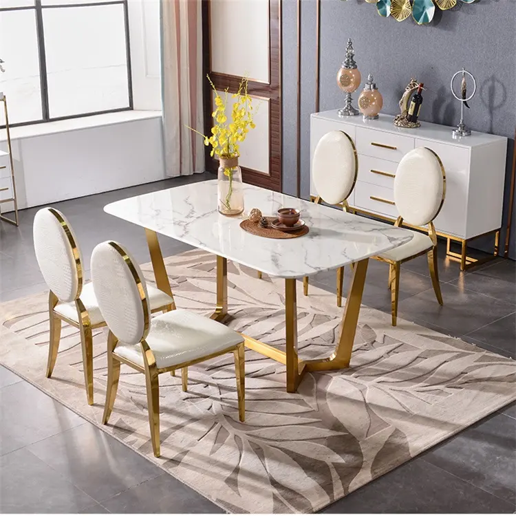Projetos de luxo tampo de mármore quadrado conjuntos de mesas e cadeiras cadeira de mármore moderna mesa de jantar de mármore se com 4