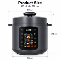 Cuisinière électrique à pression multifonctionnelle 6L 1000W en acier inoxydable avec écran numérique intelligent 15-en-1