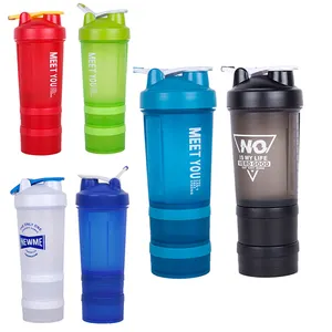 Toptan herbalife protein shaker-Tek parça özel Logo 500ml Protein Botellas De Agua Shaker su şişesi spor salonu süt toz karıştırma kabı