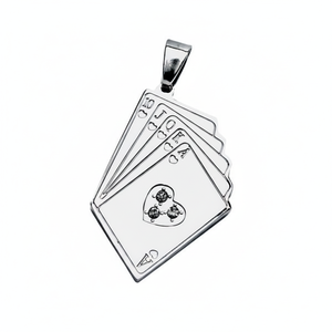 Ciondolo con Carte da Gioco in Acciaio con Design a Cuore di Diamante, Charm a 4 Carte Impilate, Gioielleria Fine - Product Image 2