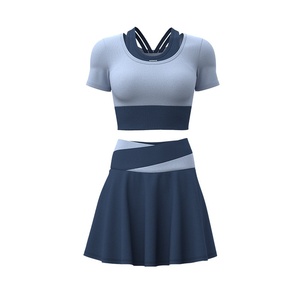 Conjunto Deportivo de Dos Piezas para Mujer, Falda Corta Tipo Culotte, Manga Corta, Shorts, para Yoga, Ocio y Deportes - Product Image 5