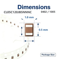 Condensateur céramique multicouche 0402 1005 MLCC 12pF 50V C0G ±5% CL05C120JB5NNNC pour appareils IoT, enroulé sur bobine