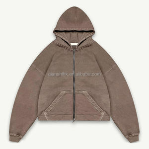 Streetwear <b>Vintage</b> Sunfaded <b>Zip</b> <b>up</b> <b>Hoodie</b> Custom logo 100% Cotton Blank Washed <b>Hoodie</b> Winter Oversized Boxy Double <b>Zip</b> <b>Hoodie</b> - Product Image 4