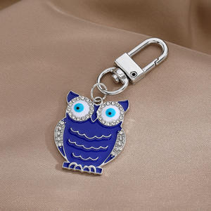 Gantungan Kunci gaya Vintage Retro, liontin mata setan berlian modis dengan Aloi minyak burung hantu logam perhiasan Retro - Product Image 3