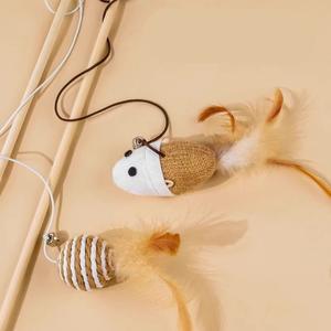Entretenido Cat Chew Toys Teaser Sticks con Little Mice Bells para gatitos para quemar calorías hechas de sisal - Product Image 3